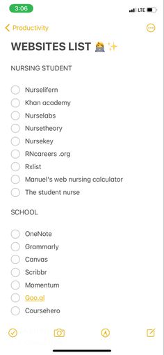 a screenshot of the website's list for nursing students, including an image of a