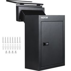 Document Product Description Black Through-the-Wall Mailbox The secure mail drop box is made of 1.2 mm steel, sturdy and rust-proof, with an adjustable chute to fit 2.75 - 7.87 inches thick wall. Our mailbox features outstanding secure designs: code locks and a metal baffle against theft or fishing. In addition, the flap plate, rubber mat, and drainage holes are specially designed for strengthening the rainproof function. It is an ideal choice for collecting keys, letters, cash, rent checks, etc Mail Drop Box, Parcel Drop Box, Steel Mailbox, Wall Mount Mailbox, Mounted Mailbox, Drop Box, Rubber Mat, Letter Box, Storage Bin