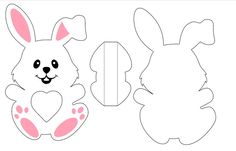 an easter bunny cut out with the outlines for it's face and ears