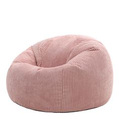 a pink corded bean bag chair