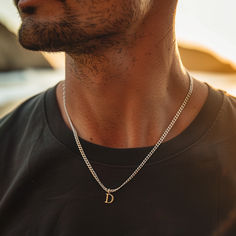 Crafted with care, this Men's Personalized Initial Necklace emerges as the epitome of thoughtfulness and elegance, making it the ultimate gift for your boyfriend. Each pendant, diligently shaped from premium sterling silver, proudly bears an initial, transforming it into a deeply personal token of affection. This piece is not just a piece of men's jewelry; it's a symbol of your unique bond. Classic Initial Pendant Jewelry With Box Chain, Classic Initial Pendant Box Chain Jewelry, Silver Initial Pendant Necklace With Curb Chain, Classic Box Chain Jewelry With Initial Pendant, Classic Jewelry With Initial Pendant Box Chain, Sterling Silver Cuban Link Necklace With Polished Finish, Minimalist Box Chain Jewelry For Father's Day, Gift Jewelry With Initial Pendant And Curb Chain, Initial Pendant Jewelry With Curb Chain For Gift