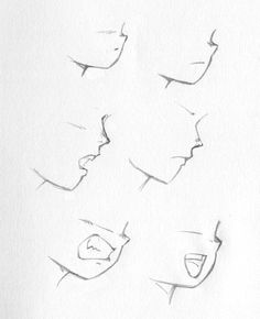 a drawing of different angles of the face