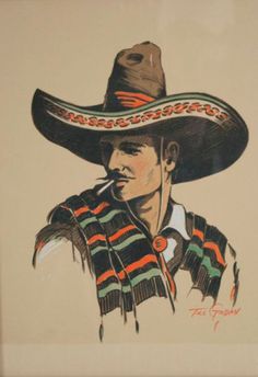 Mexican Cowboy Drawing, Mexican Cowboy Art, Mexican Art Drawing, Mexican Cowboy Tattoo, Lad Culture, Cowboy Tattoos, American Traditional Tattoo Ideas, Vintage Tattoo Design, Traditional Tattoo Ideas