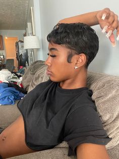 Longer Pixie Haircut Black Women, Relaxed Afro Hair, Pixie Cut Black Women Round Faces, Pixie Cut 4c Hair, Mushroom Haircut Black Women, Short Curly Hair Black Women, Pixie Hairstyles For Black Women, Pixie Haircuts For Black Women, Round Layers