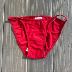 Newport News Swim Swim Separates Bikini Bottom Only Style #C2695 High Leg Cut String Sides Non-Adjustable Size 6 Nwt, New With Tags Red Nylon Bottoms For Beach Season, Red Seamless Bottoms For Summer, Red Brief Bottoms For Beach Season, Seamless Red Bottoms For Beach Season, Red Seamless Bottoms For Poolside, Red Seamless Summer Bottoms, Red Nylon Swimwear Bottoms, Casual Red Seamless Swimwear, Red Brief Swim Bottoms