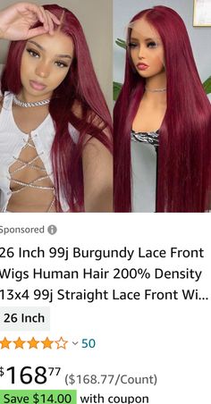 Amazon Burgundy Human Wigs - Click the link 💆🏽‍♀️ Color Wigs, Hair For Black Women, Wine Red Color, Human Wigs, Woman Wine, Burgundy Lace