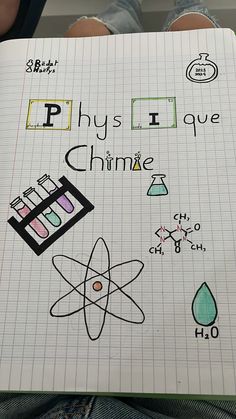 someone is holding up a notebook with writing on it and symbols in the pages that spell out phys i love china