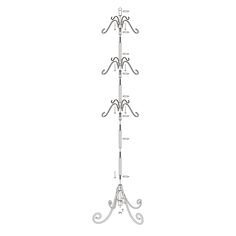 a drawing of a three tiered coat rack with two umbrellas on each side