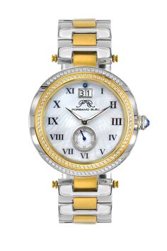 South Sea Crystal women's 40 mm watch with stainless steel case & bracelet with double deployment buckle Stainless Steel Watch Women, Toned Women, Swarovski Crystal Bracelet, Crystal Watches, Two Tone Watch, Stainless Steel Band, Steel Watch, Stainless Steel Watch, Crystal Bracelets