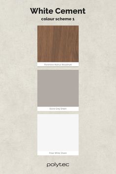 the color scheme for white cement is shown in shades of brown, beige and grey