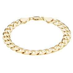 Sleek and stylish, this 14k gold plated curb chain bracelet perfectly complements your handsome look. Sleek and stylish, this 14k gold plated curb chain bracelet perfectly complements your handsome look. Click on this JEWELRY & WATCHES GUIDE to learn about fit, styles, materials and more!Gift Givers: This item ships in its original packaging. If intended as a gift, the packaging may reveal the contents.Length: 8.75 in.Width: 9.5 mmClasp: lobster-clawMetal: brassFinish: polishedPlating: 14k goldPackaging: boxed Size: 8.5". Color: Gold Tone. Gender: male. Age Group: adult. Elegant Metal Cuban Link Bracelet With Curb Chain, Tarnish Resistant Gold Plated Cuban Link Bracelet, Tarnish Resistant Cuban Link Gold Plated Bracelet, Classic Gold Plated Cuban Link Bracelet, Gold-plated Tarnish-resistant Cuban Link Bracelet, Classic Metal Cuban Link Bracelet With Curb Chain, Gold Plated Curb Chain Cuban Link Bracelet, Gold Plated Cuban Link Bracelet With Gold Chain, Yellow Gold-plated Cuban Link Bracelet