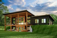 this is an artist's rendering of a modern house in the country side view