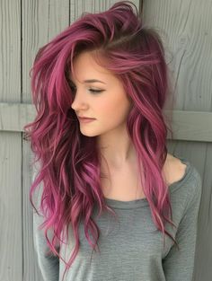 Explore Trendy Summer Hair Color Ideas for 2024 Blonde Red Purple Hair, Magenta Hair With Highlights, Fun Hair Colors For Brunettes, Trendy Summer Hair Color, Hair Color Ideas Vibrant, Pinkish Purple Hair, Magenta Highlights, Purple Pink Hair, Pink Hair Highlights