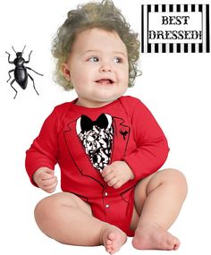 Excited to share the latest addition to my #etsy shop: Funny baby BEETLEJUICE style wedding tuxedo newborn 6m 12m 18 Movie striped beetle juice child red suit outfit Shirt gift tshirt boy fan NEW http://etsy.me/2nfeZI8 #clothing #costume #baby #birthday #shower #hallow Beetle Juice Family Halloween Costumes, Beatle Juice Family Costumes, Baby Beetlejuice, Baby Firefly Costume Devils Rejects, Kids Beetlejuice Costume, Funny Baby Costumes, Baby Tuxedo, Beetlejuice Wedding, Halloween Costume Bodysuit