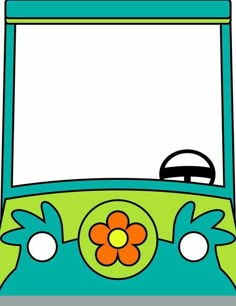 an image of a car with flowers on the front and back window, as if it were cartoon