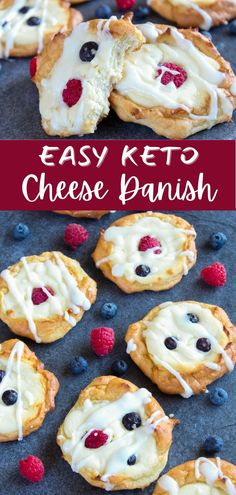 easy keto cheese danish with berries and blueberries