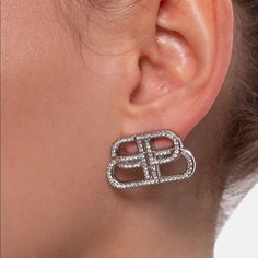 Balenciaga earrings with crystals Balenciaga Earrings Silver, Branded Earrings, Balenciaga Earrings, Balenciaga Jewelry, Balenciaga Accessories, Earrings With Crystals, Jewelry Accessories Ideas, Girly Accessories, Aesthetic Grunge