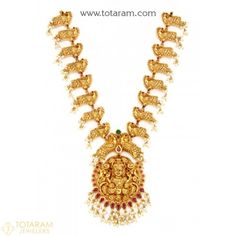 22K Gold Temple Jewellery Necklaces -Indian Gold Jewelry -Buy Online Temple Jewelry Necklaces With Jewels For Festivals, Jeweled Pendant Necklace For Festivals, Festival Temple Jewelry Necklaces With Jewels, Festival Pendant Necklace With Jewels, Luxury Jeweled Pendant Necklace For Festivals, Antique Hallmarked Necklace For Festivals, Temple Jewelry Necklace With Jewels For Festivals, Temple Necklace With Jewels For Festivals, Temple Jewelry Style Engraved Necklace For Celebration