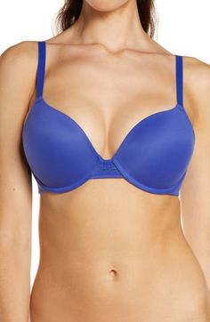 An everyday push-up bra features soft, supple fabric and graduated foam cups to increase the bust size while remaining smooth under clothing. Lined, with soft cups 72% nylon, 28% spandex Hand wash, line dry Imported Women's Clothing Padded Contoured Push-up Bra, Soft Touch Stretch Push-up Bra, Contoured Push-up Bra With Padded Cups, Stretch Push-up Bra With Soft Touch, Seamless Contoured Push-up Bra, Shaping Push-up Bra With Padded Cups, Contoured Padded Push-up Bra, Padded Shaping Push-up Bra, Contoured Push-up Bra With Removable Pads