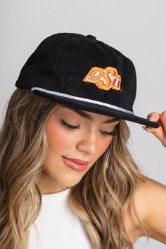 Find stylish, affordable Hats at Lush Fashion Lounge! OSU logo corduroy rope hat from Lush Fashion Lounge women's boutique in Oklahoma City. Lush boutique in OKC has a variety of cute gameday accessories! This OSU hat is the perfect accessory to your gameday outfit! These hats are locally made right here in Oklahoma! Gameday Accessories, Gameday Outfit, Women's Boutique, Oklahoma City, Ladies Boutique, Oklahoma, Lush, Lounge, Boutique