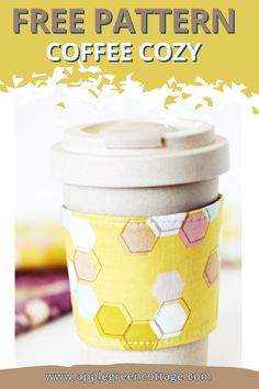 a coffee cup with the words free pattern on it