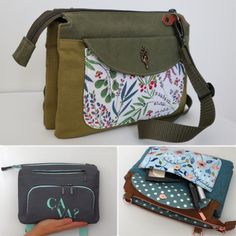 four different purses are shown with the handles open