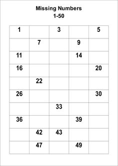 missing numbers worksheet for the number 1 - 60 in this printable activity