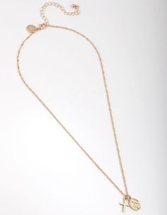 Description Delicate chains are versatile pieces that can be worn on their own for a classic look, or they can easily be stacked with other jewellery for big impact. This gold necklace is plated with genuine gold, and features a hanging cross pendant and an ornate coin. Length: 46cm + 8.5cm chain extension Pendant: 9mm (L) x 9mm (W) Weight: 3.91g | Lovisa Real Gold Plated Cross and Coin Necklace Wide Choker Necklace, Mesh Necklace, Fashion Jewellery Online, Bold Earrings, Coin Necklace, Favorite Rings, Nose Piercing, Real Gold, Ring Necklace