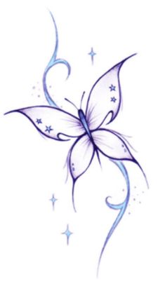 a drawing of a butterfly with stars on it