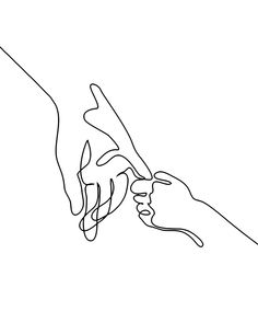 one line drawing of two hands holding each other's hand with the other hand