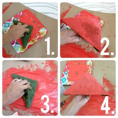 step by step instructions on how to make an origami christmas tree with red paper