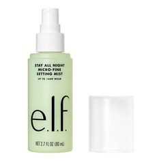 Lock your look down from AM to PM with the e.l.f. Stay All Night Micro-Fine Setting Mist. This lightweight makeup setting spray is suited for all skin types. Infused with green tea, cucumber, and aloe known to nourish skin and keep makeup looking fresh as though you just applied it. Touch ups are now a thing of the past. Proud to be 100percent vegan and cruelty-free, worldwide. Because kindness is chic. Hydrating Setting Spray, Setting Mist, Green Tea Leaf, Fixing Spray, Am To Pm, Shake Bottle, Elf Cosmetics, Elf Makeup, Makeup Setting Spray