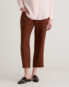 100% European Linen Tapered Ankle Pants Linen Ankle Pants, Brunch With Friends, Scoop Neck Midi Dress, Dressy Blouse, Silk Cami, Wide Leg Linen Pants, European Linens, Basic Tee, Ankle Pants