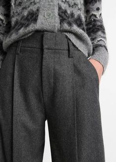 Italian Herringbone Wool-Blend High-Rise Trouser in Trousers | Vince Timeless Trousers For Fall, Classic Wool Wide Leg Pants, Classic Wide Leg Pants With Pressed Crease For Fall, Classic Bottoms With Herringbone Pattern, Classic Wide Leg Trousers For Fall, Classic Wide Leg Pants For Fall, Tailored Herringbone Bottoms For Workwear, Classic Wool Wide Leg Bottoms, Classic Herringbone Pattern Bottoms For Workwear