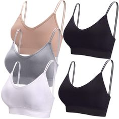 PRICES MAY VARY. 5 Colors: come with 5 pcs V neck tube top bras in 4 different colors, white, black, beige and gray top bras are available, simple and classic colors camisole bras are well match with different color clothes Size spectrum: BQTQ offer M, L, XL,XXL camisole bras for options, these V neck bralette bras are suitable for most of women and girls in different ages, the detail parameter of the bralettes, please refer to the picture(Warm Notice: please check the size table carefully befor Padded Camisole, Tube Top Bra, Color Clothes, Camisole Bra, Top Bra, Tube Top, Bralette, V Neck, Bra