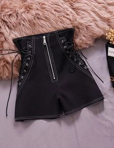 Summer new style high-waist lace-up fashion wide-leg pants all-match solid color casual shorts Pretty Pants, Vestiti Edgy, Badass Outfit, Alt Outfits, Cute Dress Outfits, Alt Fashion, Fashion Inspiration Design, Really Cute Outfits, Edgy Outfits