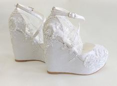 White Lace Wedding Wedge Sandals - Etsy Elegant Open Toe Wedge Sandals For Wedding, White Wedge Sandals For Wedding, White Wedge Heel Sandals For Wedding, Elegant White Wedge Sandals For Wedding, Elegant White Wedding Shoes For Beach Wedding, Elegant White Wedding Shoes For Beach, Elegant White Beach Wedding Shoes, Elegant Round Toe Wedding Shoes For Beach Wedding, Elegant Round Toe Beach Wedding Shoes