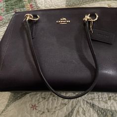 Beautiful Never Used Purple Coach Purse Elegant Purple Bags With Gold-tone Hardware, Chic Purple Satchel For Formal Occasions, Elegant Purple Tote Satchel, Elegant Purple Office Satchel, Elegant Coach Satchel For Shopping, Purple Coach, Bags Purple, Purple Bags, Coach Purse