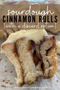 sourdough cinnamon rolls with a drizzle of icing on top