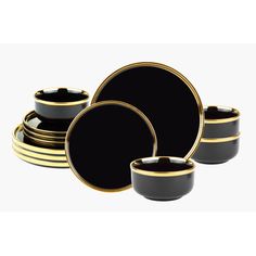 black and gold dinnerware set