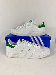 adidas Stan Smith Forever PRIMEGREEN Green White Sz 9 US Mens FX5502 New in Box  Item Details:  Brand New in box with tags! Style: FX5502 Color: FTWWHT / FTWWHT / GREEN Sizing: 9 US Mens 42 2/3 F 8.5 UK You will receive the exact item in the photos.  Please see photos for details or message me if any questions. Comes from smoke free home. Always authentic.  Shipping: Will safely pack safely and securely and send in a protected box. Please check out my other listings. I'm happy to offer shipping discounts when purchasing multiple items: please wait for or ask for an invoice before checking out if you bought multiple items.  Happy to ship worldwide, inquire about cost to your area outside of the US. Returns:  Money back guarantee if unhappy returns are accepted within 30 days. Must return in Classic Green Adidas Sneakers, Green Adidas Sneakers For Sports, Green Sports Sneakers With Three Stripes Branding, Green Sneakers With Three Stripes For Sports, Green Sneakers With Three Stripes Branding For Sports, Green Three Stripes Sneakers For Sports, Green Three Stripes Sports Sneakers, Green Sneakers With Three Stripes Branding, Classic Adidas Sneakers For Sports