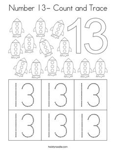 the number three count and trace worksheet for numbers 1 - 3, including one with