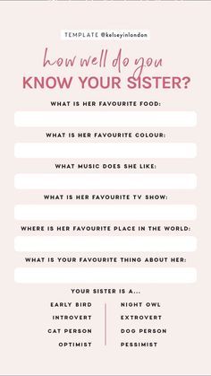 a pink and white poster with the words know what to do if you know your sister