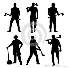 silhouettes of people with tools