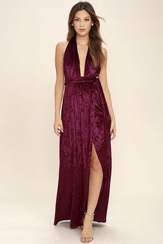 Whether you're the guest or the main attraction, Lulus has the formal dress for you! Shop beautiful new styles for dances, weddings, galas, and more! Burgundy Wedding Guest Dress, Velvet Maxi Skirt, Red Maxi Skirt, Red Evening Gowns, Pink Maxi Skirt, Burgundy Maxi Dress, Tie Dye Maxi Skirt, Christmas Dresses, Velvet Maxi Dress