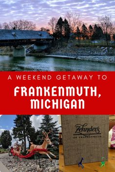 the cover of a weekend getaway to franklin, michigan with pictures of buildings and trees