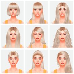 many different types of blonde hair for the simse girl in the game, which is also