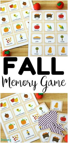 fall memory game for kids to play with