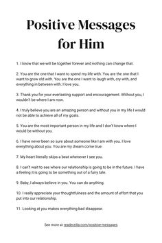 Positive Messages for Him Printable Hadiah Diy, Love Message For Him, Message For Boyfriend, Messages For Him, Quotes About Love And Relationships, Vie Motivation, Cute Texts For Him