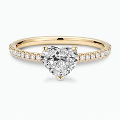 The Ecksand Diamond Engagement Ring with Hidden Diamond shown with Heart in 18k Yellow Gold Eternity Engagement Ring, Diamond Picture, Pave Engagement Ring, Types Of Diamonds, Rose Gold Heart, Diamond Solitaire Engagement Ring, Diamond Eternity, Diamond Set, Emerald Cut Diamonds